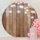 Aperturee - Circle Light Brown Wood Round Birthday Backdrop